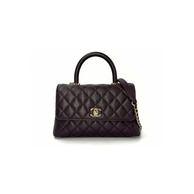 CHANEL MASTER QUILTED CAVIAR SMALL COCO TOP HANDLE BAG AS92990 (24*14*10cm)